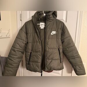 Women’s Nike Therma-Fit Olive Green Puffer Jacket
